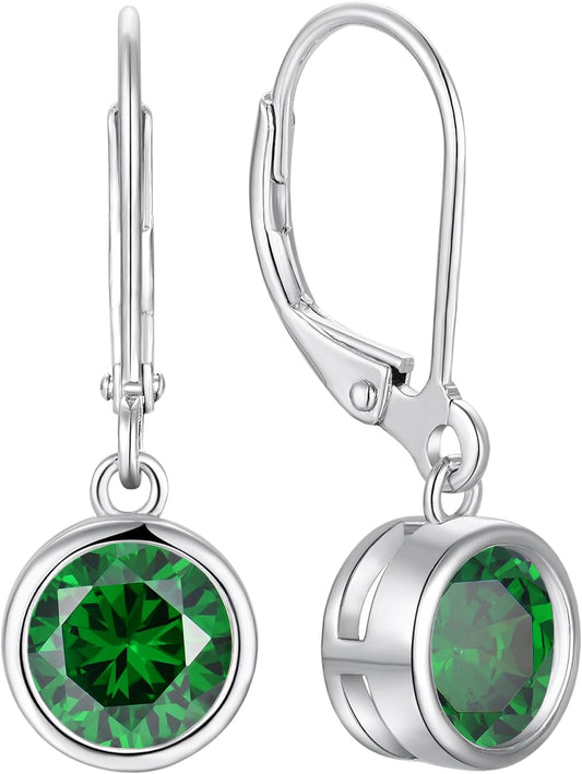 925 Sterling Silver Solitaire Teardrop Dangle Drop Earrings Pear/Heart/Round Cut Birthstone Leverback Earrings Jewelry for Women