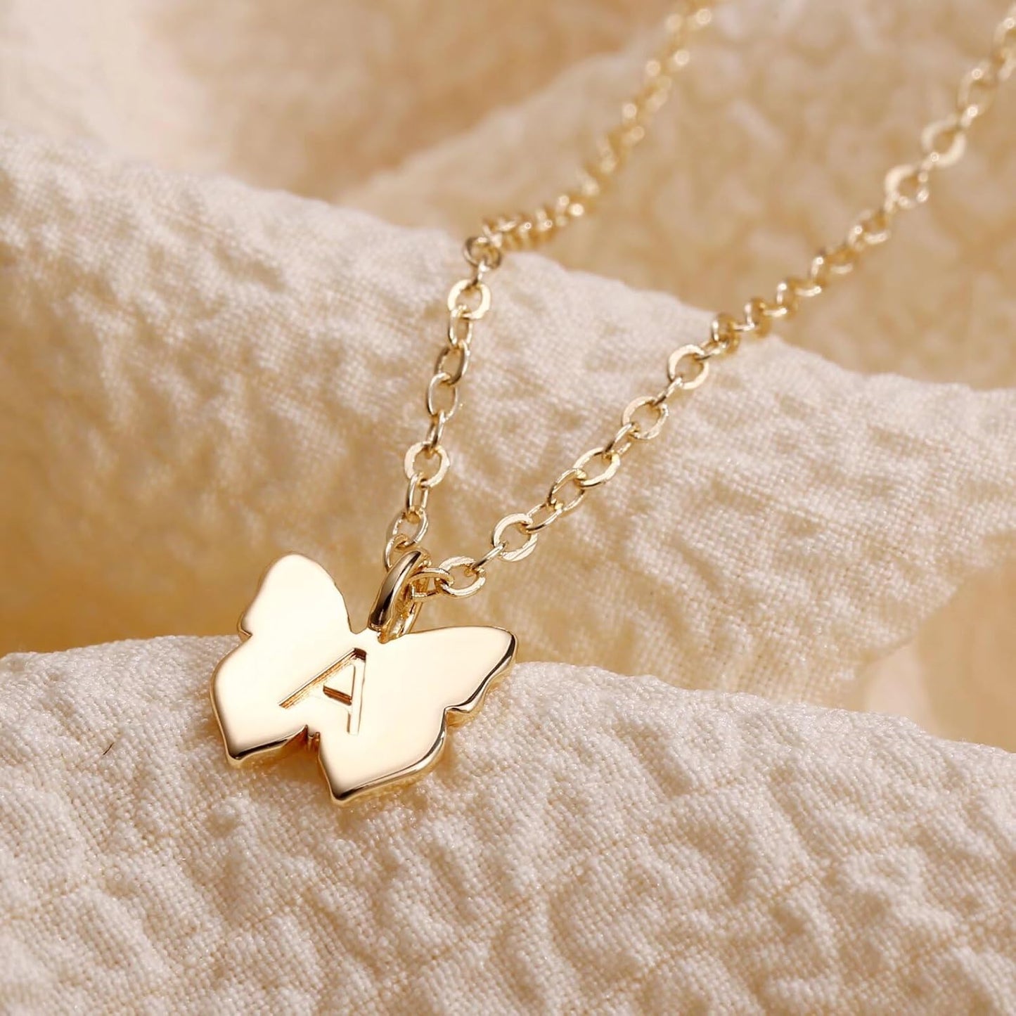 Initial Butterfly Necklace for Girls Gifts, 14K Gold/Silver/Rose Gold Filled Dainty Butterfly Pendant Choker Necklace Initial Butterfly Necklace Birthday Gifts for Girls