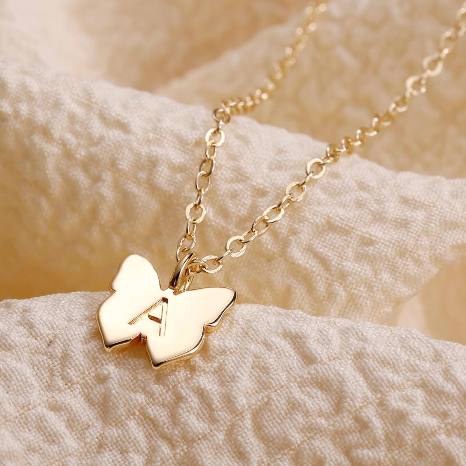 Initial Butterfly Necklace for Girls Gifts, 14K Gold/Silver/Rose Gold Filled Dainty Butterfly Pendant Choker Necklace Initial Butterfly Necklace Birthday Gifts for Girls