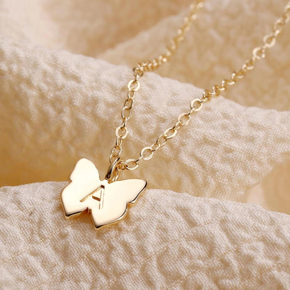 Initial Butterfly Necklace for Girls Gifts, 14K Gold/Silver/Rose Gold Filled Dainty Butterfly Pendant Choker Necklace Initial Butterfly Necklace Birthday Gifts for Girls