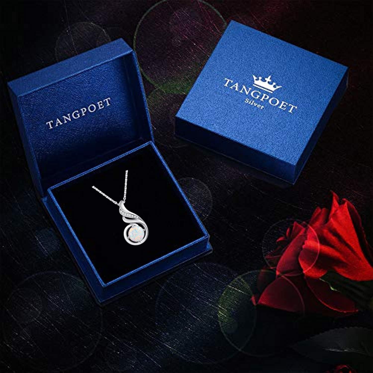 Birthstone Gemstone Necklaces for Women 925 Sterling Silver Dainty Pendant Jewelry Valentines Mothers Day Christmas Birthday Gifts for Mom Girlfriend Wife Daughter