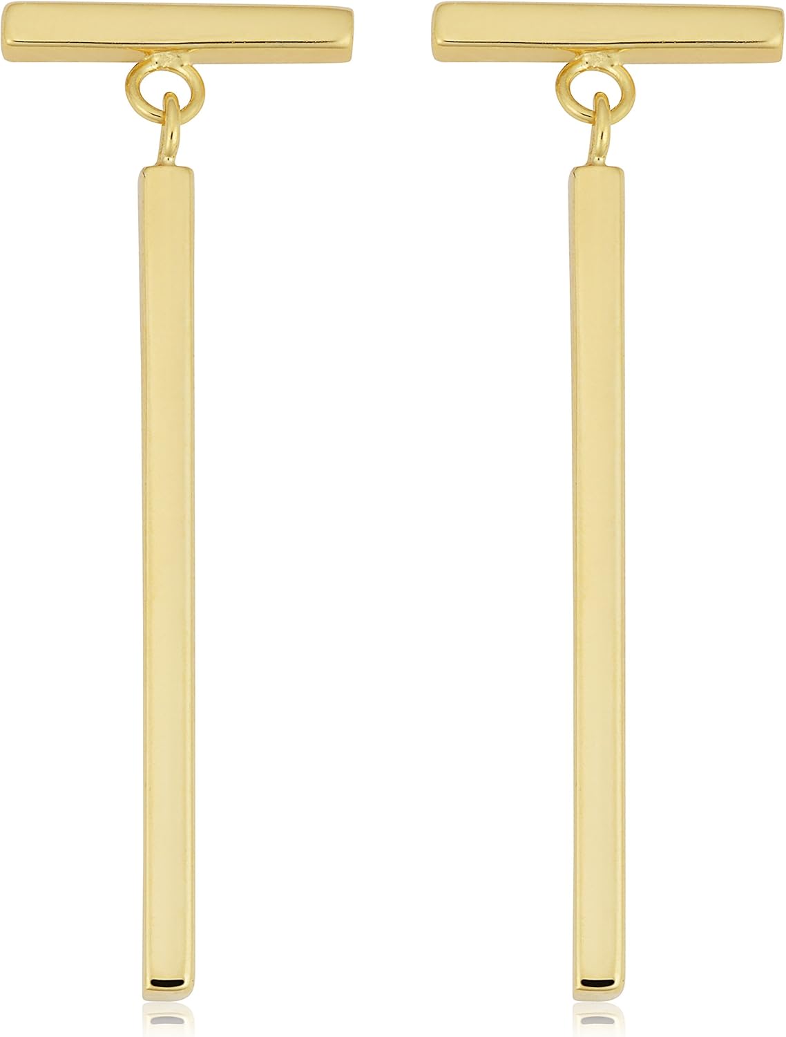 14K Gold T Bar Dangle Earrings (Yellow Gold or Rose Gold)