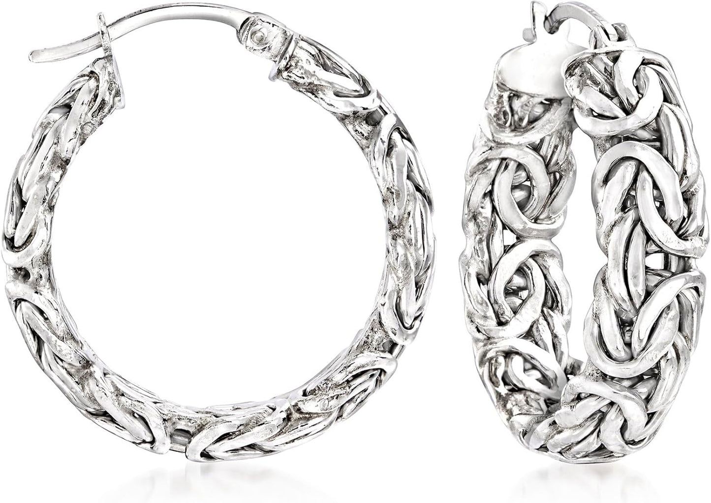 Sterling Silver Byzantine Hoop Earrings