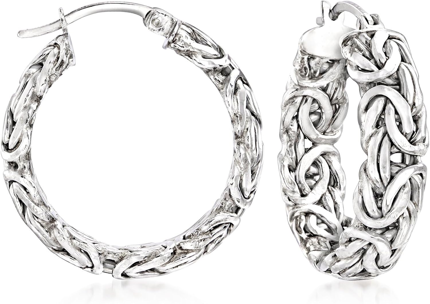 Sterling Silver Byzantine Hoop Earrings