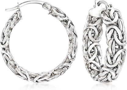 Sterling Silver Byzantine Hoop Earrings
