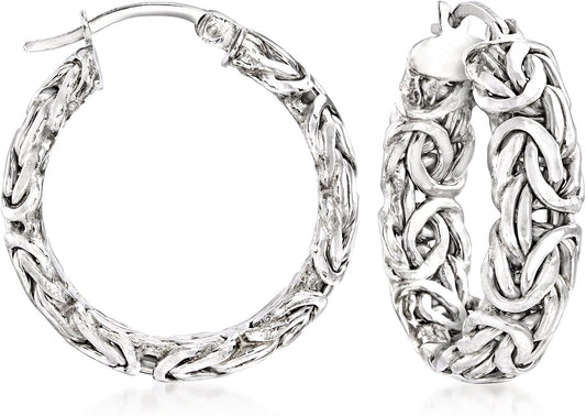 Sterling Silver Byzantine Hoop Earrings