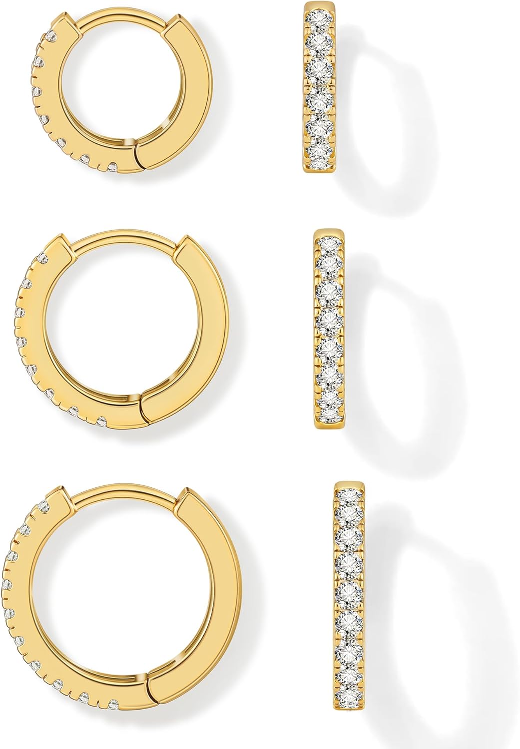 3 Pairs Small Hoop Earrings Tiny Cartilage Earrings for Women Cubic Zirconia Earrings Huggie Hoop Ear Piercing Earrings for Men 8Mm 10Mm 12Mm