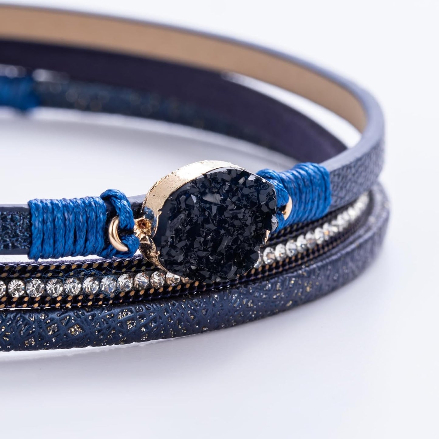 Leather Wrap Bracelet Boho Cuff Bangle Bracelets Crystal Bead Bracelet with Magnetic Clasp Jewelry Gifts for Women