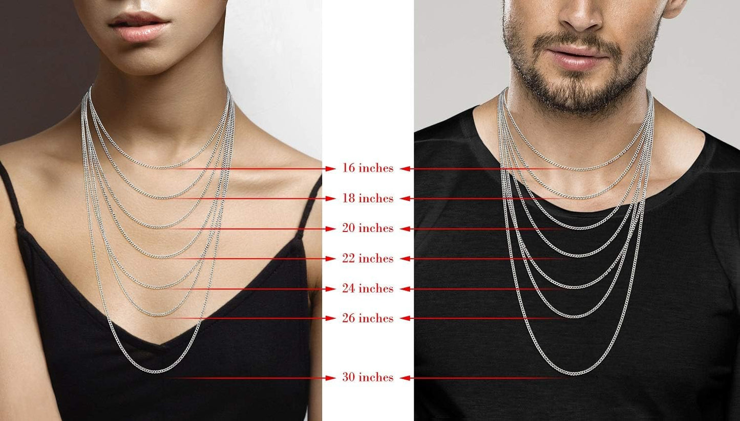 Italian 925 Sterling Silver, 18Kt Gold Plated 2.3Mm Curb Cuban Link Chain Necklace Made in Italy