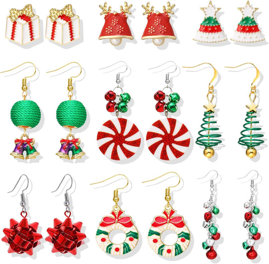 Christmas Earrings for Women Trendy Christmas Tree Snowflake Santa Candy Cane Earrings for Winter Stocking Stuffers Holiday Earrings Gifts Jewelry