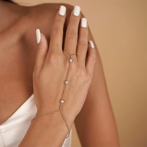 Hand Chain Bracelet Gold Bracelets for Women Link Chain Bracelets Trendy Finger Ring Slave Bracelet Jewelry Gifts