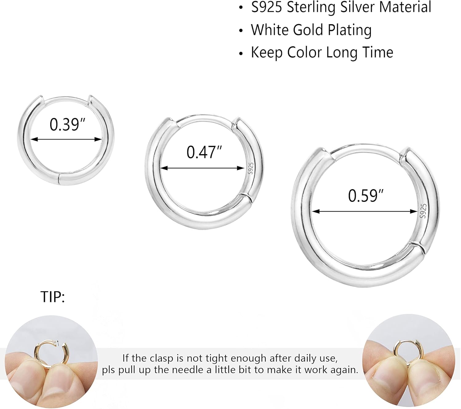 14K Gold Small Huggie Hoop Earrings for Women 925 Sterling Silver Hypoallergenic Cartilage Huggie Hoops Earrings for Men（3 Pairs）