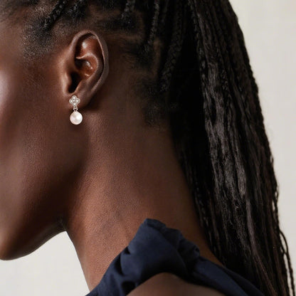 Pearl Drop Earrings for Women 925 Sterling Silver Dangling Earring Small and Elegant Dangly Lightweight Jewelry