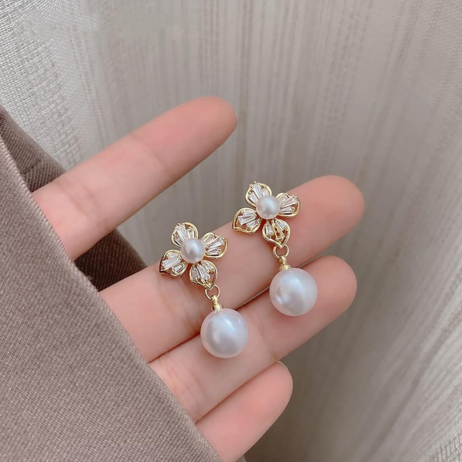Black Vintage Pearl Drop Teardrop Chandelier Long Dangle Baroque Bohemian Earrings for Women in Gold