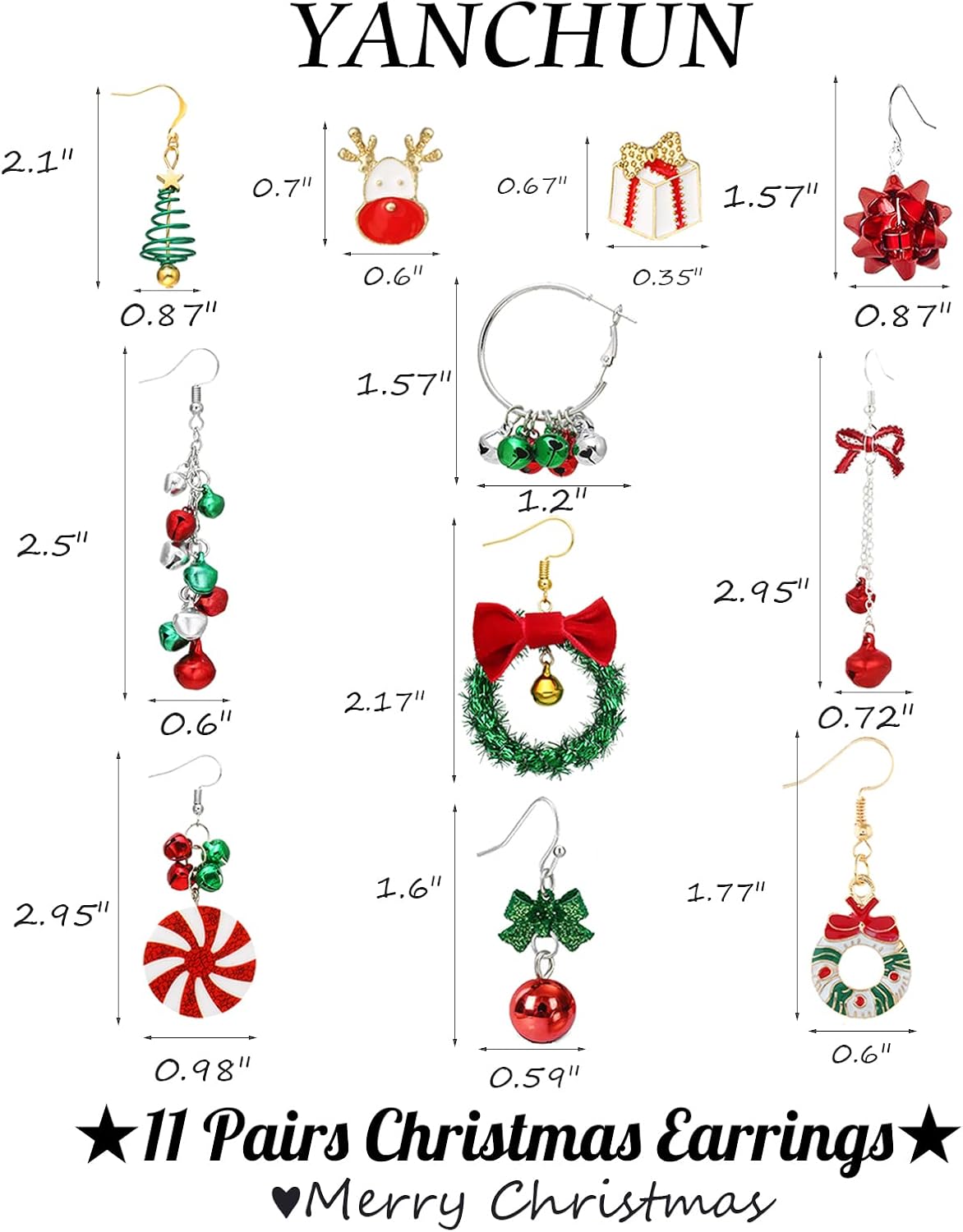 Christmas Earrings for Women Stocking Stuffers Christmas Tree Snowflake Bow Bell Dangle Earrings Xmas Holiday Jewelry Gifts Outfits Accessories