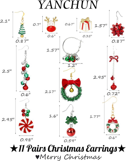 Christmas Earrings for Women Stocking Stuffers Christmas Tree Snowflake Bow Bell Dangle Earrings Xmas Holiday Jewelry Gifts Outfits Accessories