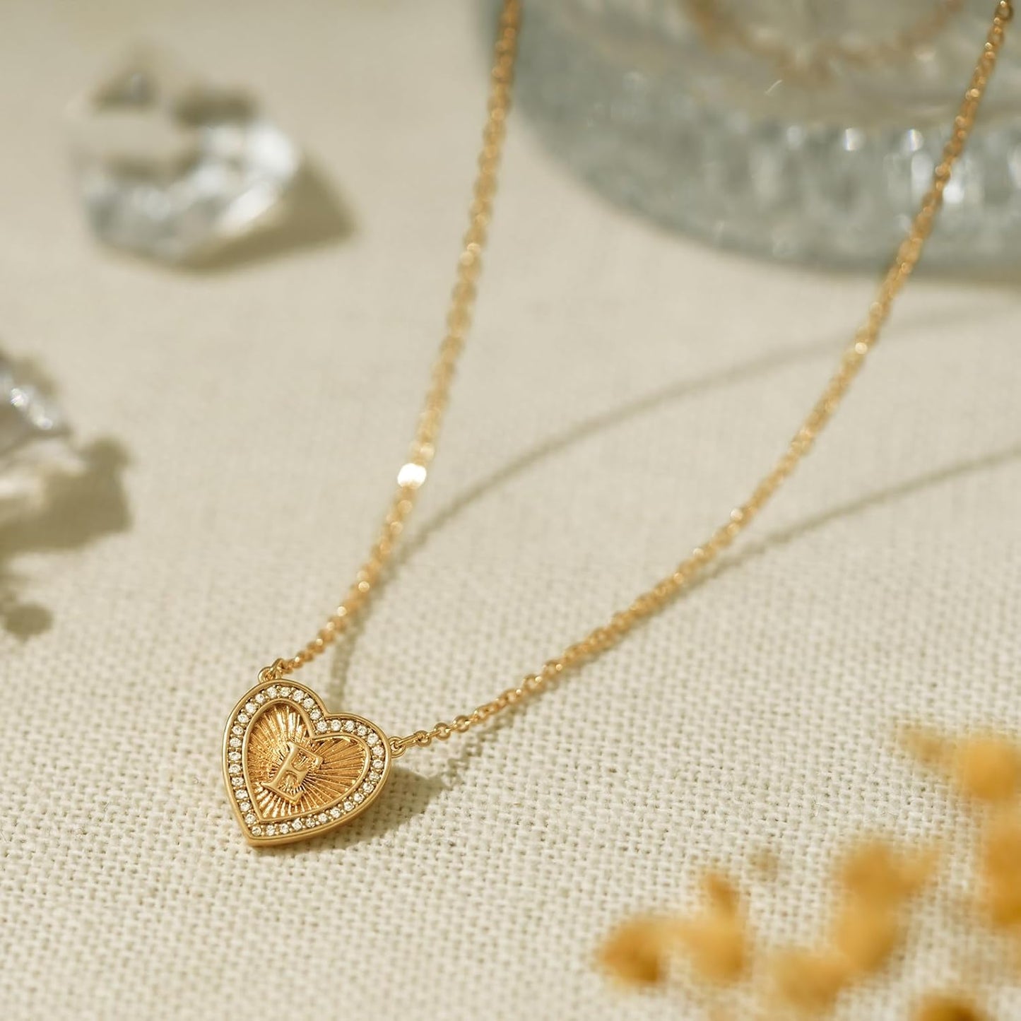 Gold Necklace for Women 14K Gold Plated Emerald Necklace Pendant with CZ Simple Adjustable Chain Choker Necklaces Jewelry for Women