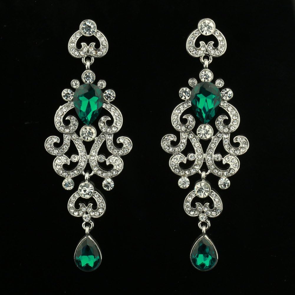 Exquisite Teardrop Crystal Bridal Wedding Earrings Vintage Chandelier Dangle Long Earrings for Women