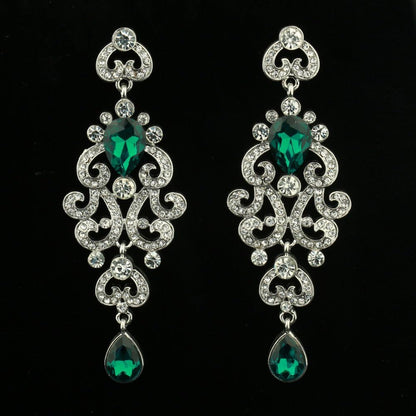Exquisite Teardrop Crystal Bridal Wedding Earrings Vintage Chandelier Dangle Long Earrings for Women