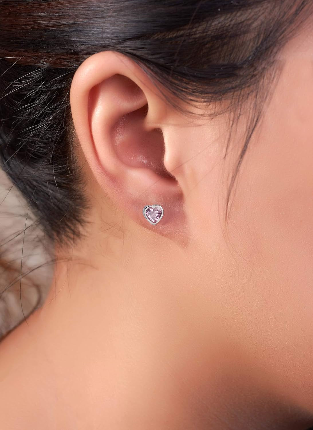 Earrings for Girls, Heart CZ Birthstone Hypoallergenic Earrings for Girls, Stud Screw on Safety Backs, Stainless Steel Ultra Sensitive Ears Post for Kids, Toddlers, Little Girls, Teens