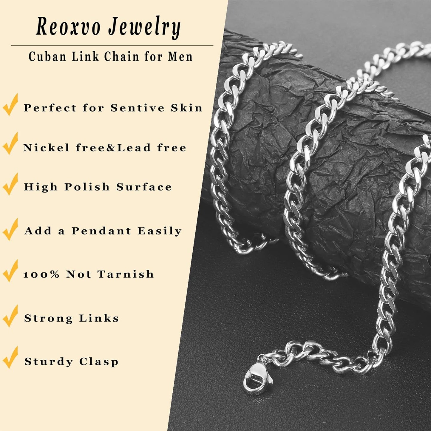 Mnes Gifts Cuban Link Chain for Men Stainless Steel Mens Necklaces 5Mm Neck Chains Accessories Jewelry for Men 18/20/22/24/30 Inch