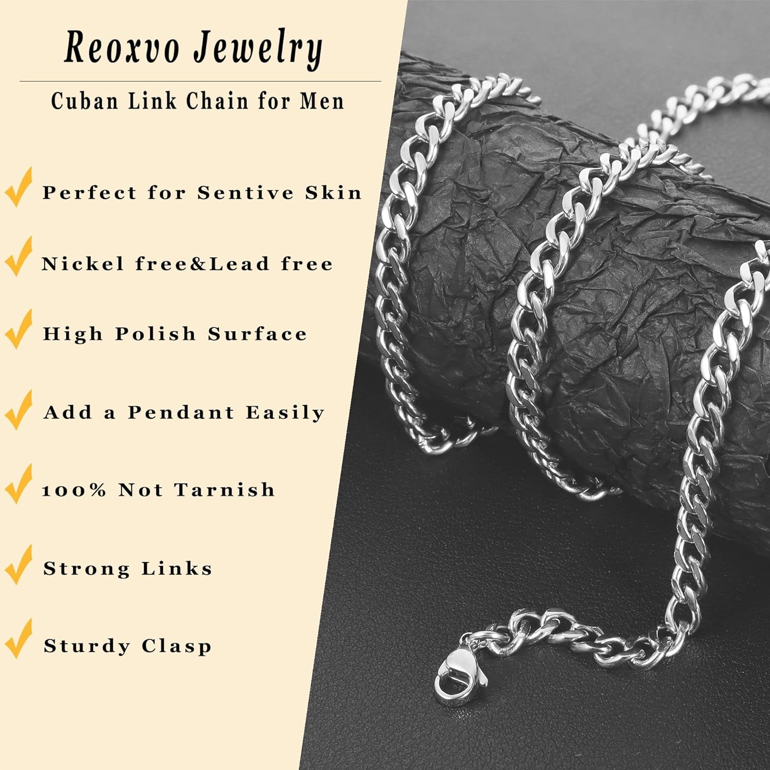 Mnes Gifts Cuban Link Chain for Men Stainless Steel Mens Necklaces 5Mm Neck Chains Accessories Jewelry for Men 18/20/22/24/30 Inch