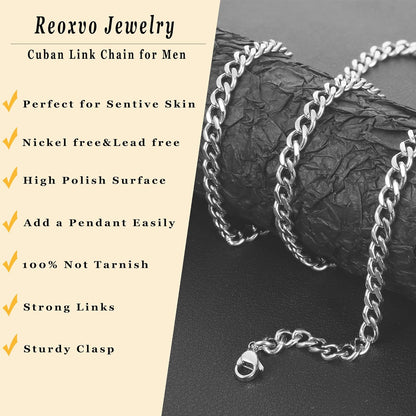 Mnes Gifts Cuban Link Chain for Men Stainless Steel Mens Necklaces 5Mm Neck Chains Accessories Jewelry for Men 18/20/22/24/30 Inch