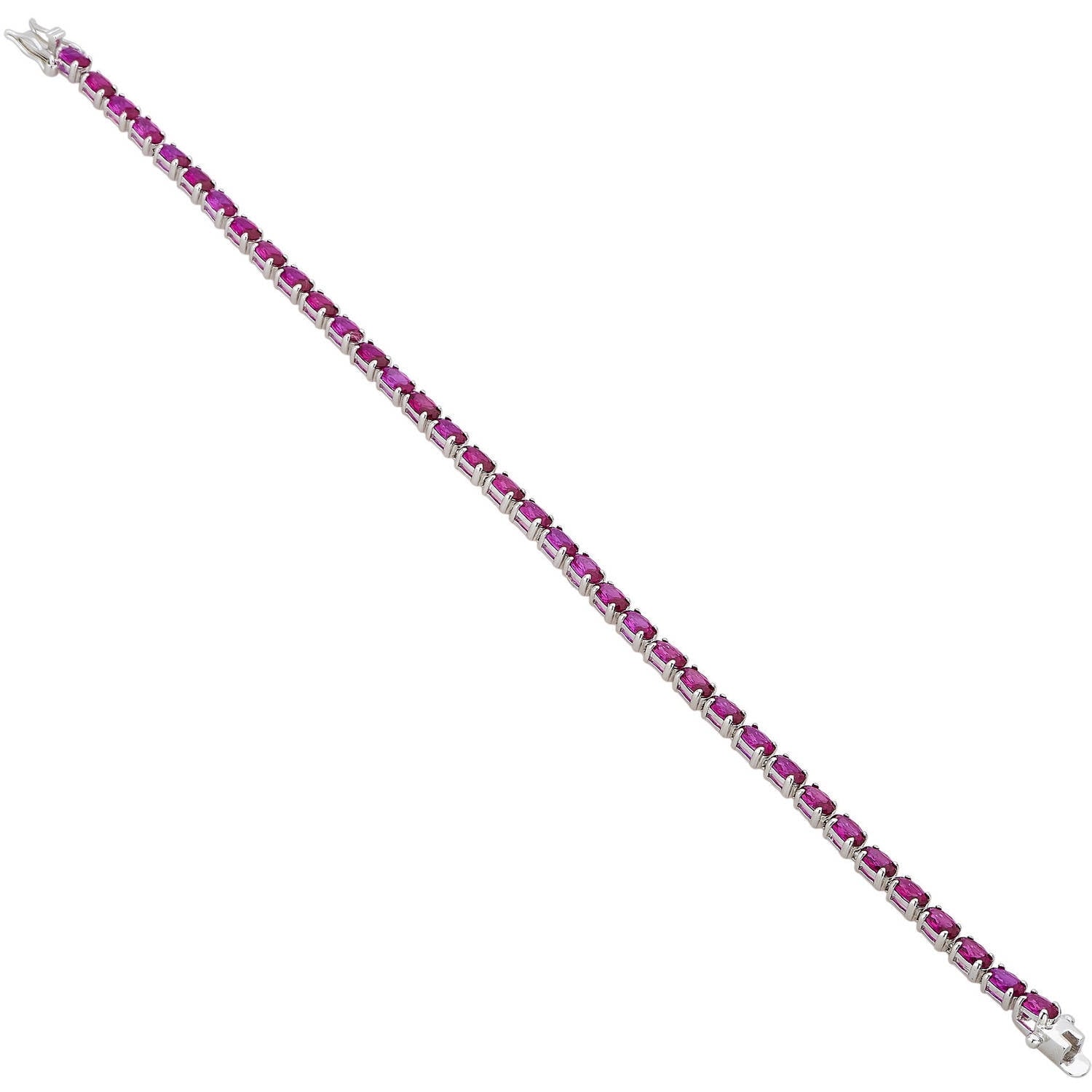 Created Ruby Gemstone Women'S Tennis Bracelet in Sterling Silver, 7.5"