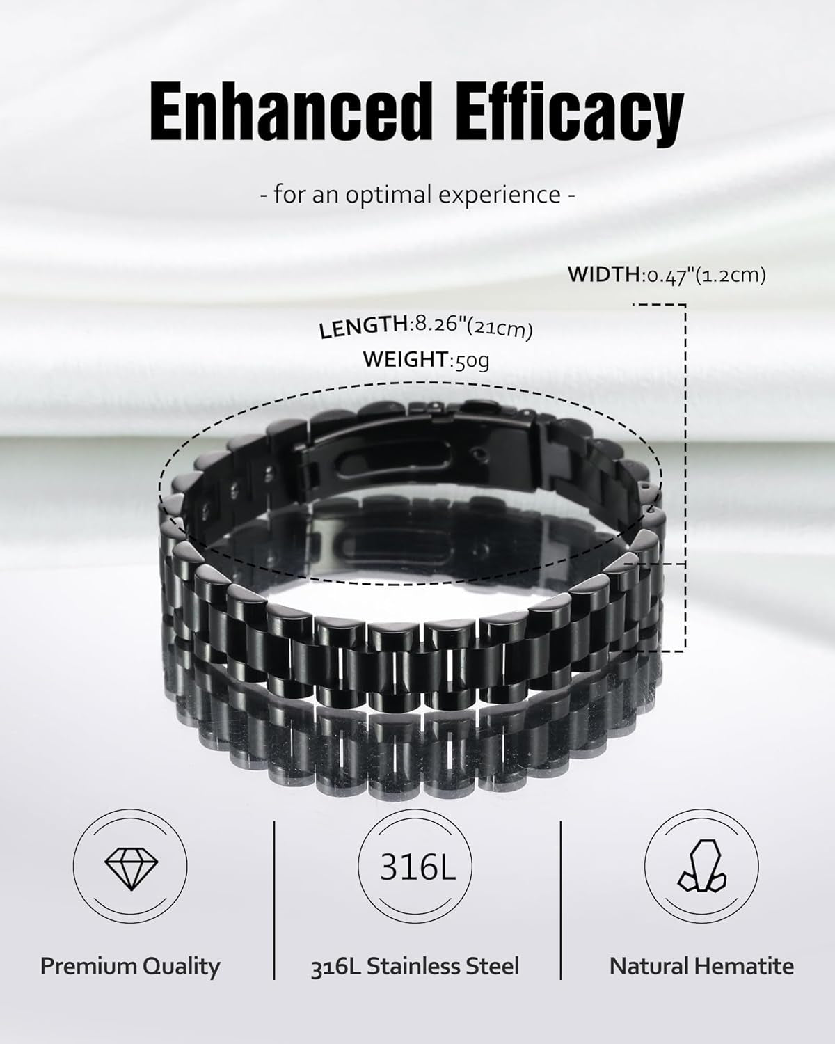 Ultra Strength Magnetic Bracelets for Men - Men'S Hematite Bracelet, Jewellry Gift with Sizing Tool for Perfect Fit