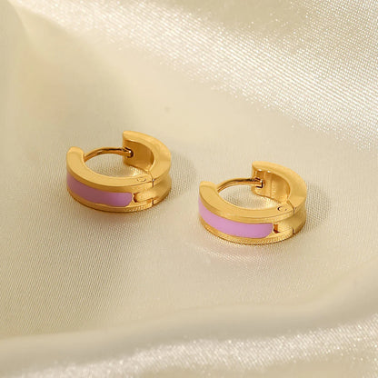 Purple C-Shaped Hoop Earrings