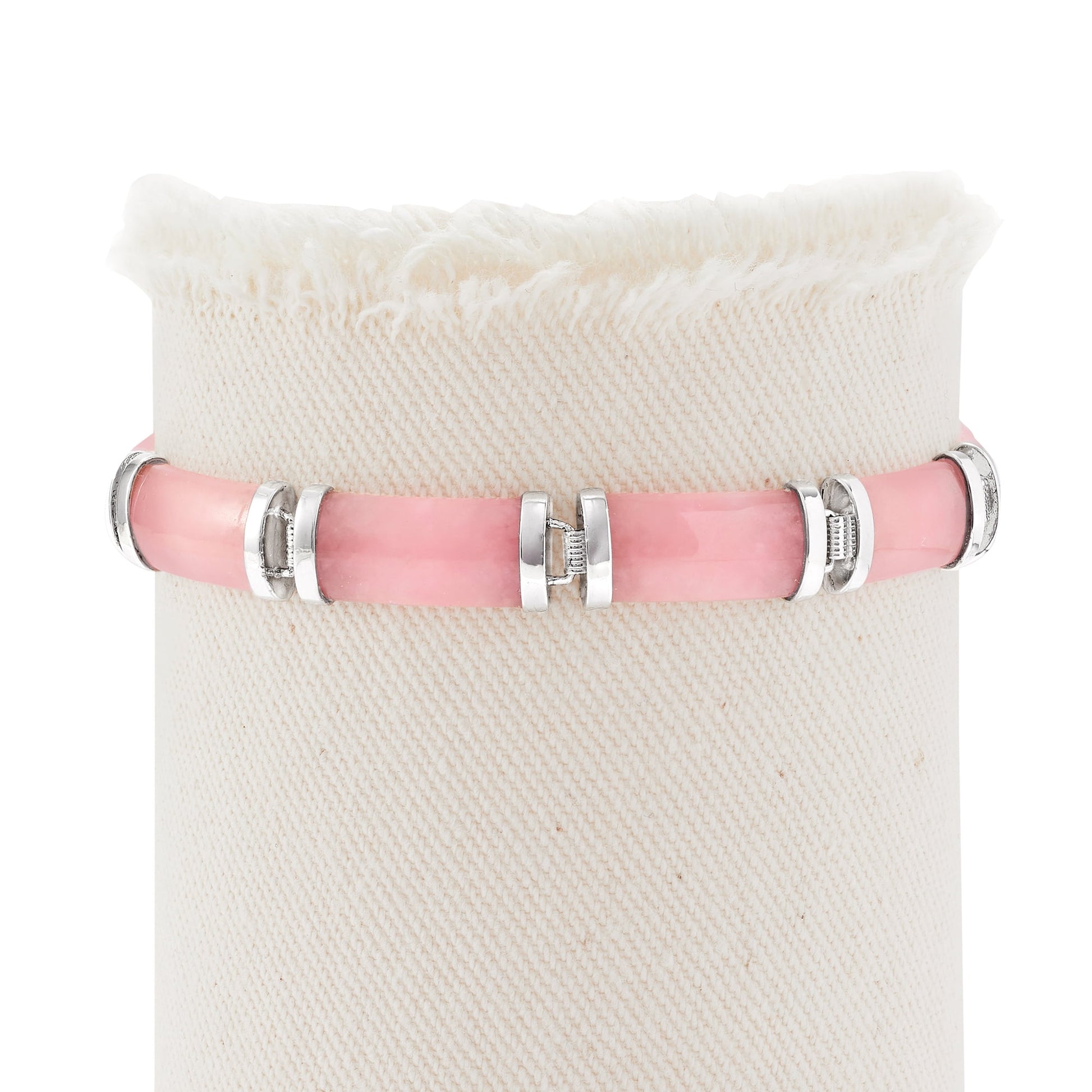 Pink Jade "Good Fortune" Bracelet in Sterling Silver, Women'S, Adult