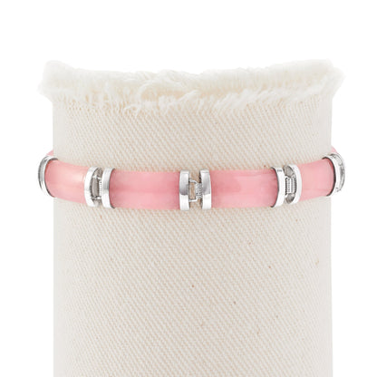 Pink Jade "Good Fortune" Bracelet in Sterling Silver, Women'S, Adult