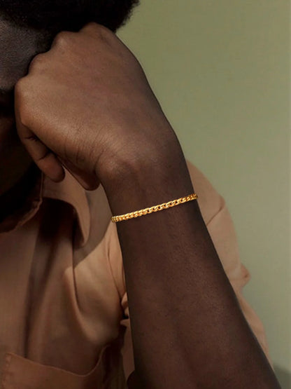 Cuban Chain Bracelet for Women Men 4.8MM Gold Plated Wrist Bracelet 6.3 Inch Trendy Jewelry