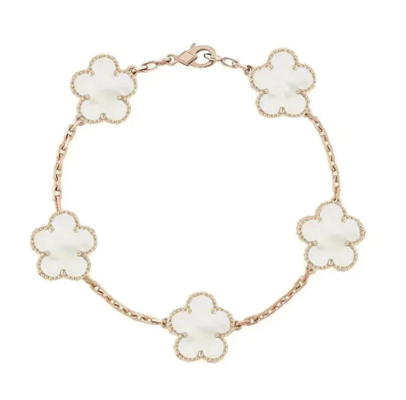 Clover Bracelet for Men and Women Jewelry Leaf Bracelets 18K Gold Silver Plate Agate Diamond Fashion Charm Chain Wedding Gift Party