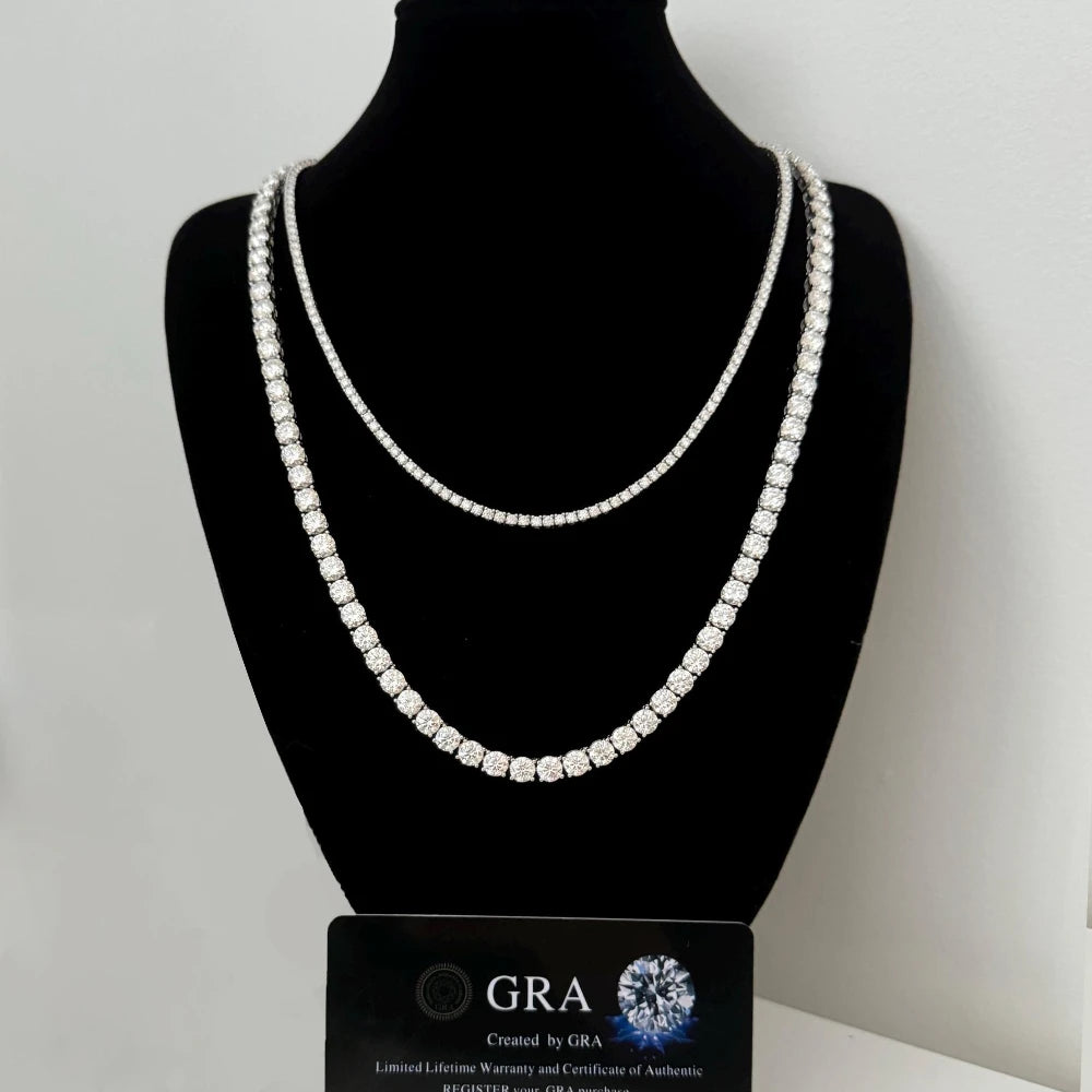 3/4/5Mm Real Moissanite Tennis Necklace for Women Men S925 Silver Full Diamond Neck Chains Party Trendy Jewelry Gift