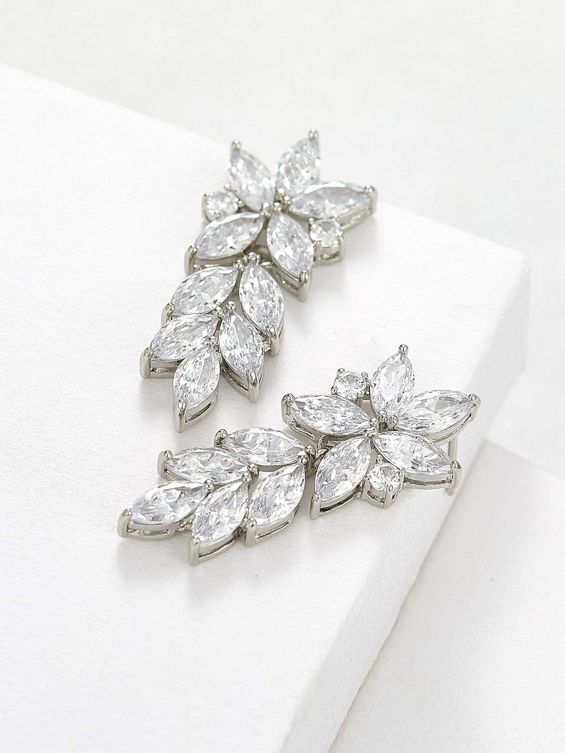 Marquise Wedding Earrings for Brides, Bridal Bridesmaid Earrings for Wedding, Cubic Zirconia Dangle Drop Earrings for Women