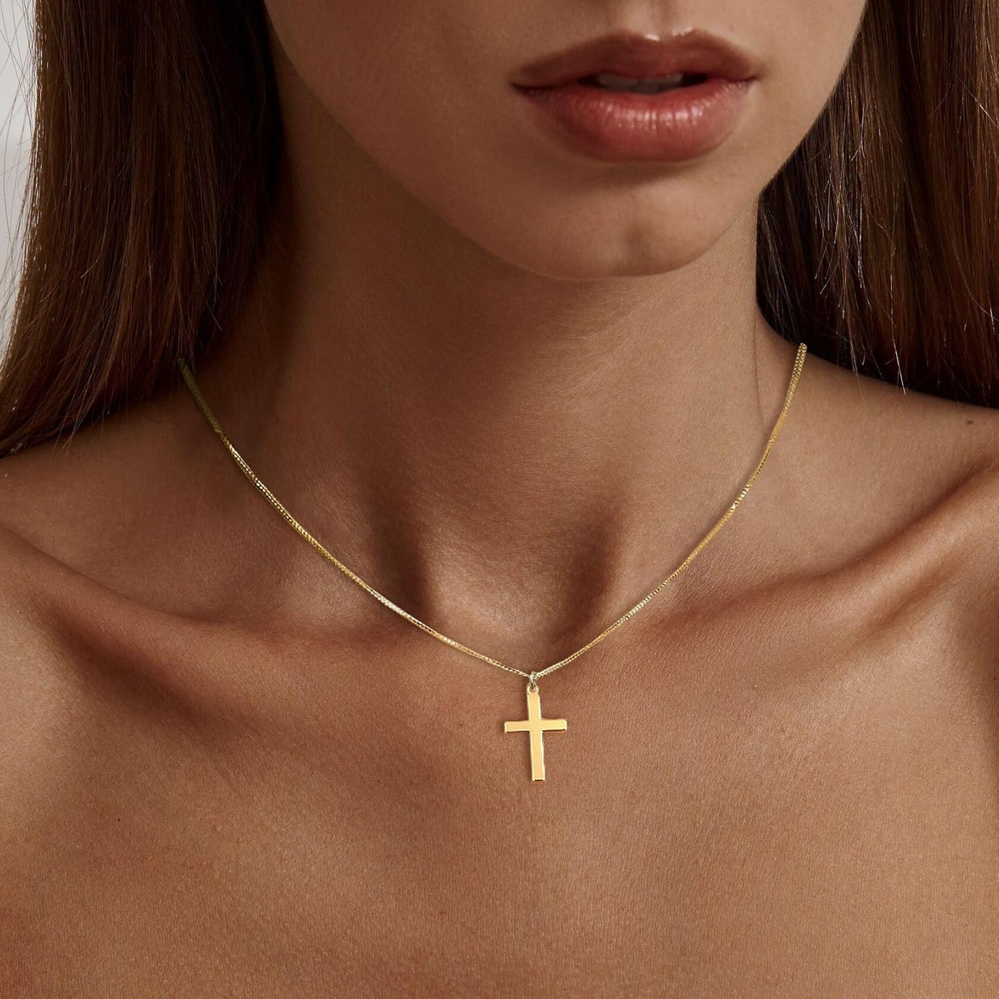 Dainty Cross Necklace for Women, Dainty 14K Gold Filled/Silver Cross Necklaces F