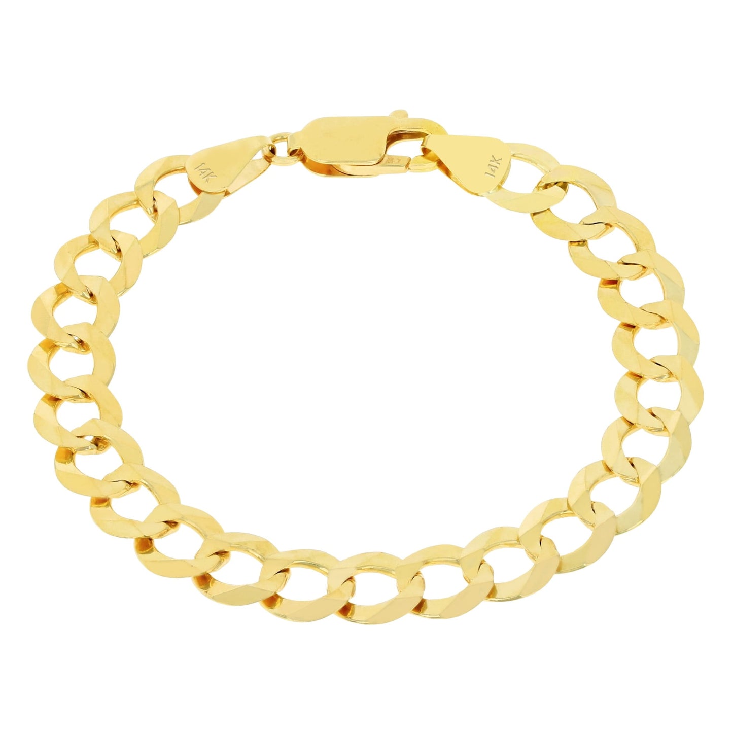 14K Real Yellow Gold Solid Cuban Curb Link 8Mm Chain Bracelet (7"-9") Italian Jewelry for Men