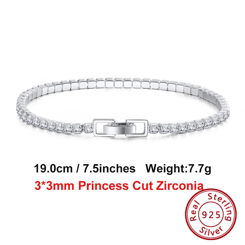 4Mm round Cut Tennis Bracelet in 925 Sterling Silver White Gold Woman Men Bracelets Bangle Jewelry Hand Chain SB94
