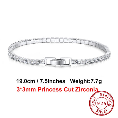 4Mm round Cut Tennis Bracelet in 925 Sterling Silver White Gold Woman Men Bracelets Bangle Jewelry Hand Chain SB94