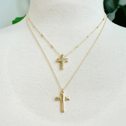 Pretty Chain Cross Necklace Set of 2