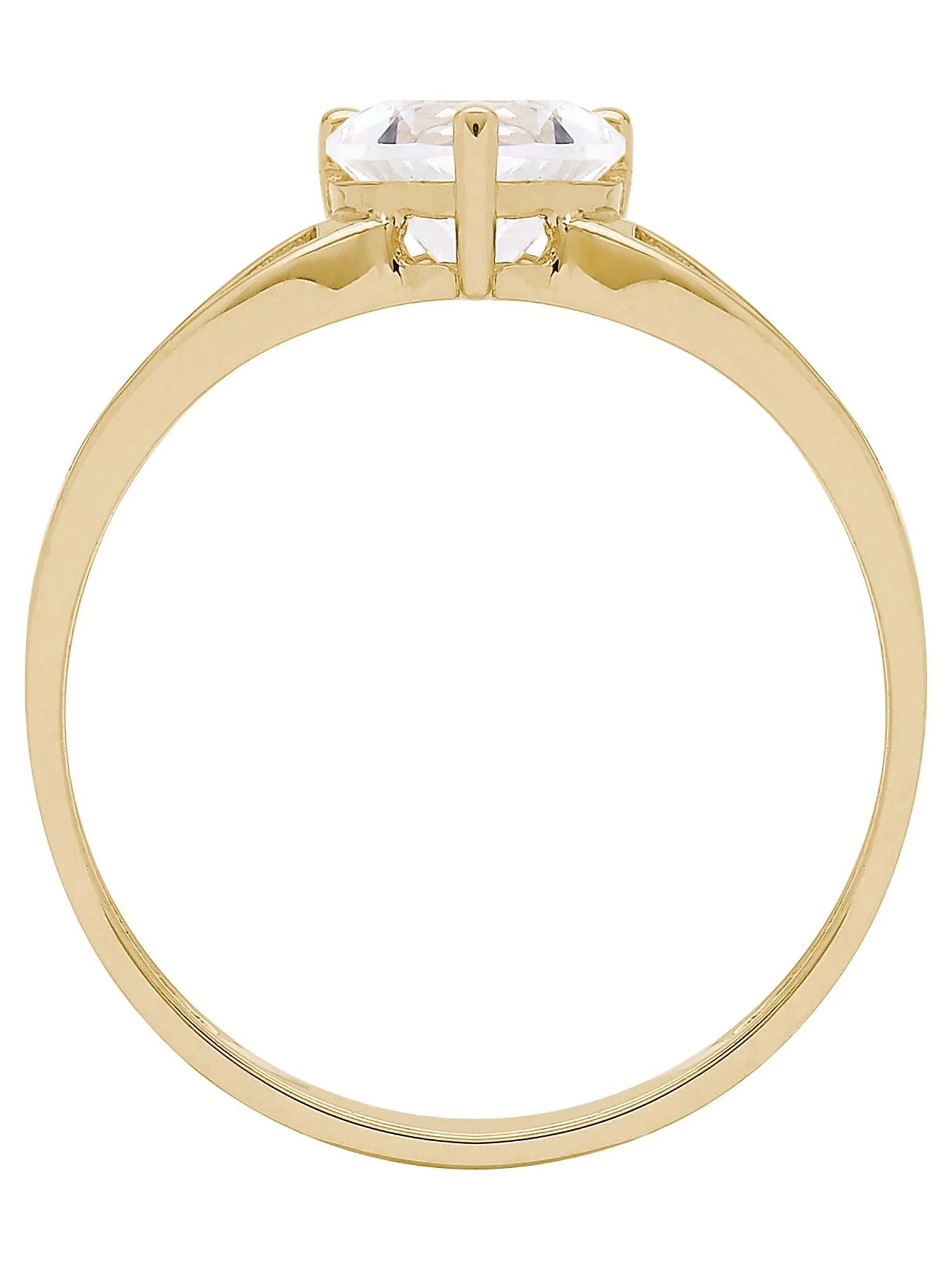 Cubic Zirconia Heart Shape Engagement Ring in 10Kt Yellow Gold