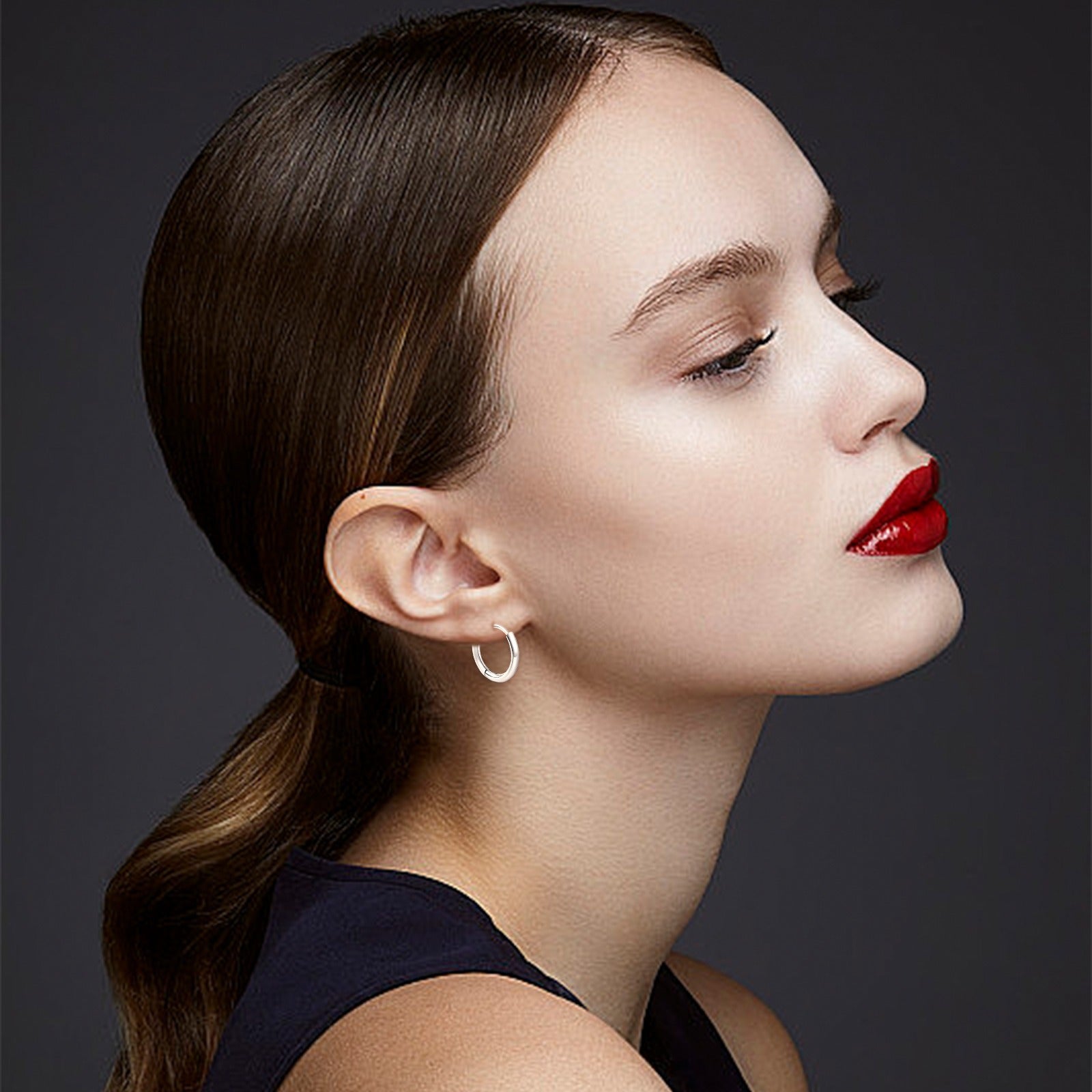 2.0 Circle Titanium Steel Earrings Are Lightweight and Comfortable to Wear