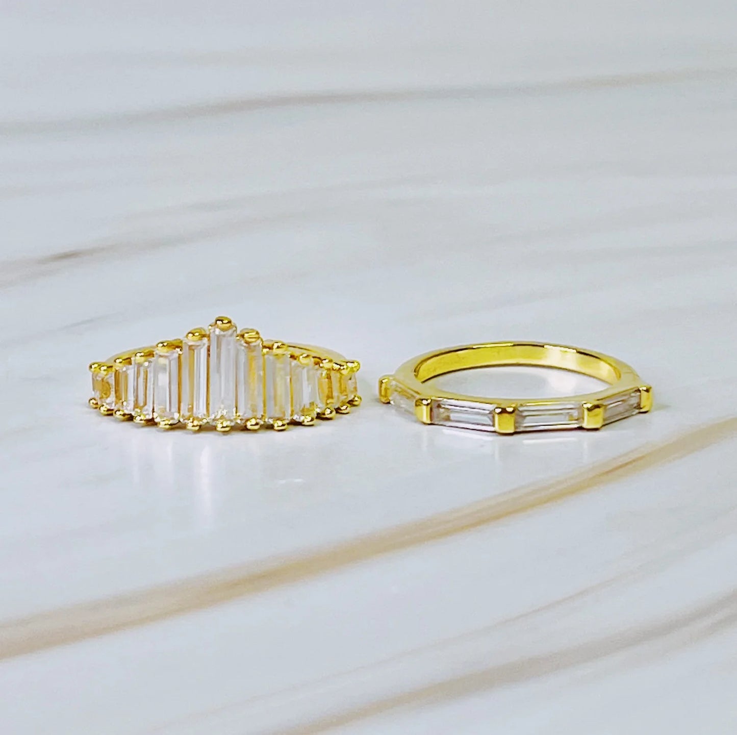 Crown Channel Ring Set of 2