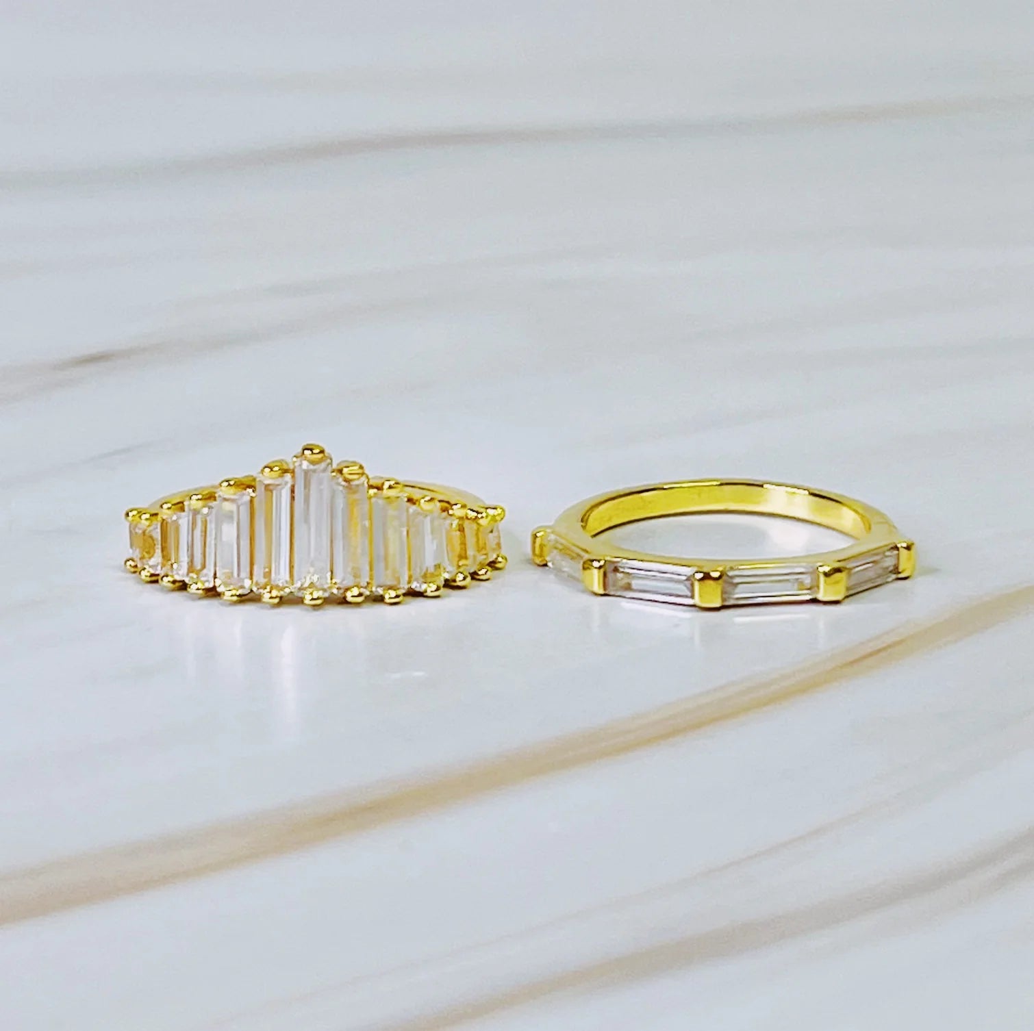 Crown Channel Ring Set of 2