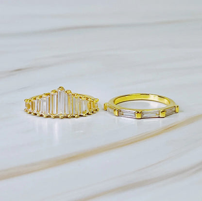 Crown Channel Ring Set of 2