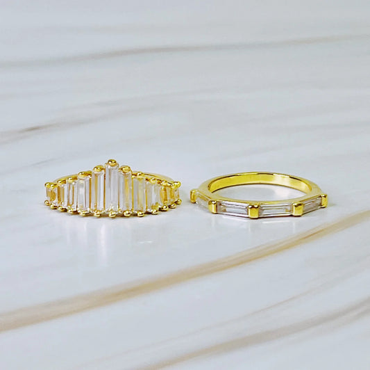Crown Channel Ring Set of 2