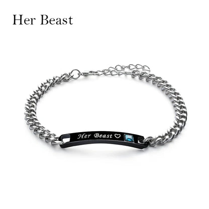 Love Bangle Men and Women Couple Bracelets Her King His Queen Titanium Steel Couple Bracelets Charm Wrist Chain Valentine'S Gift