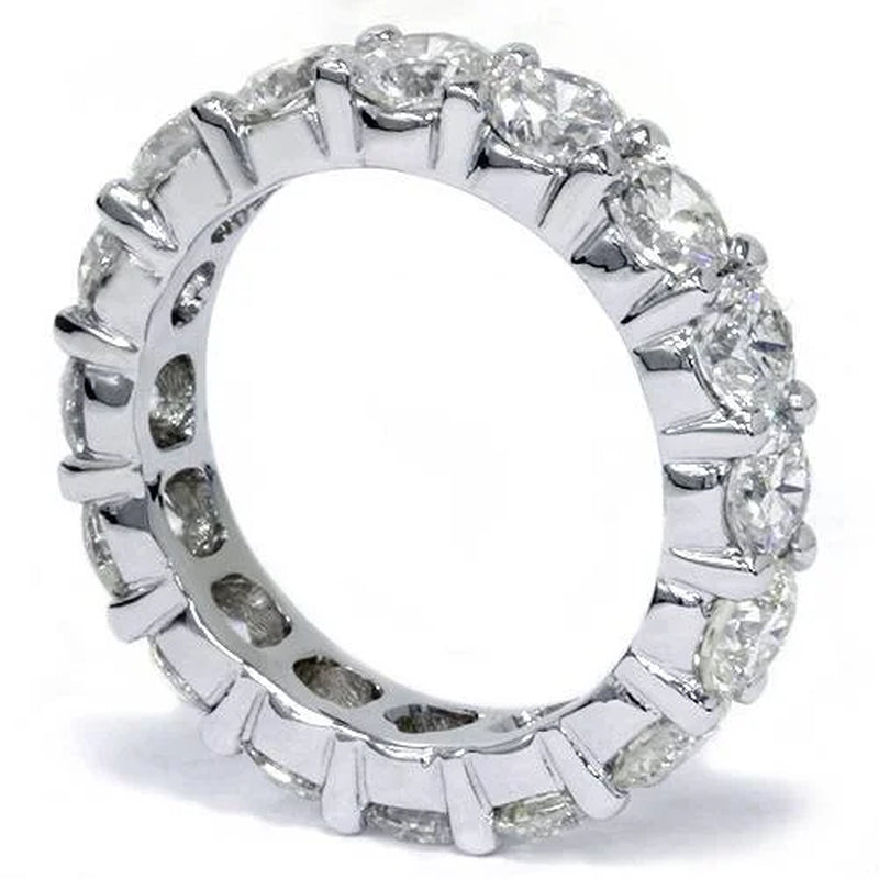 Pompeii 5Ct Prong Diamond Eternity Ring 14K White Gold Wedding Band (I-J,I2)