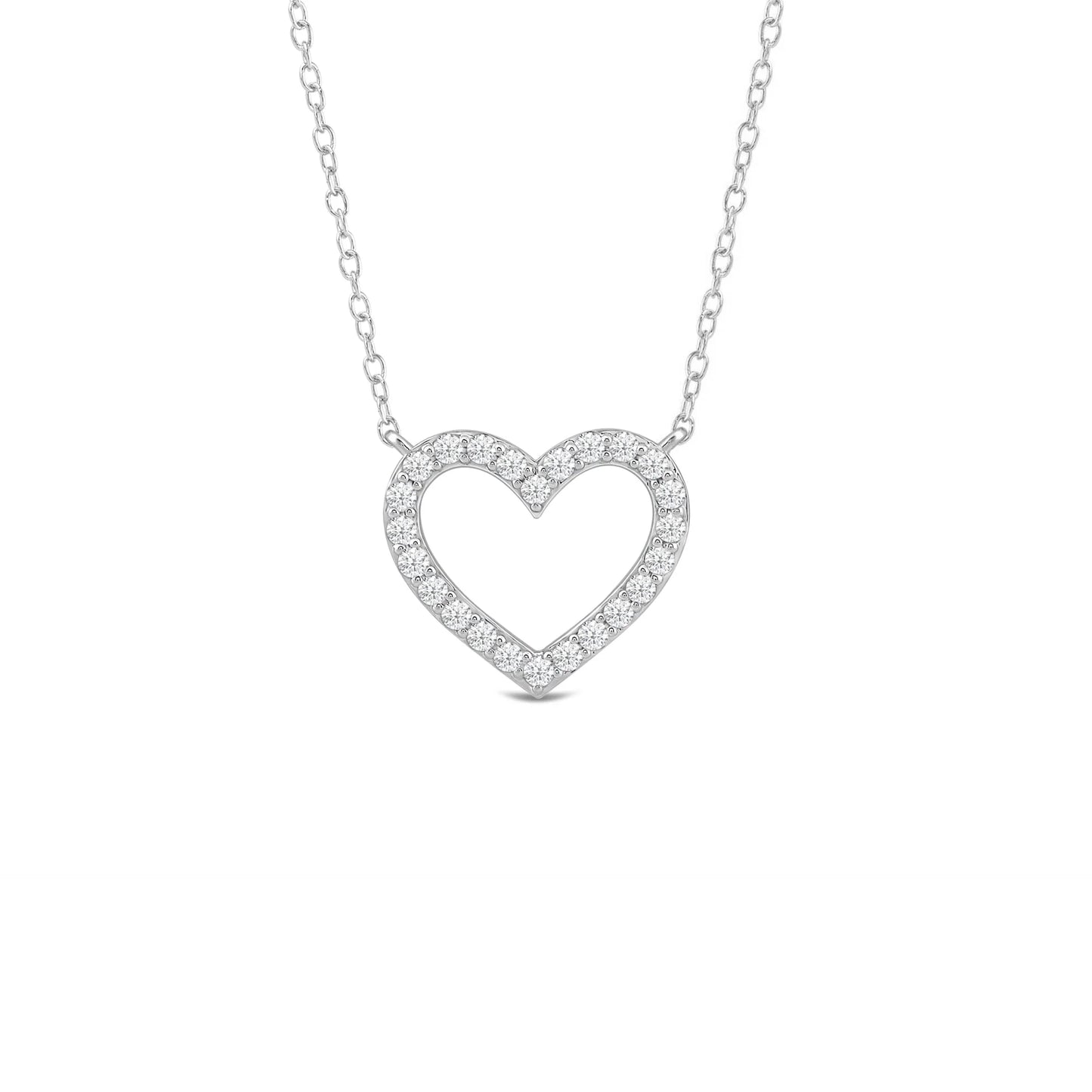 Petite Lab Created Diamond Studded Heart Necklace